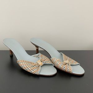 Cole Haan woven leather kitten sandal heels